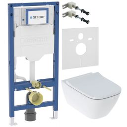 Zestaw Geberit Duofix Sigma stelaż podtynkowy WC z miską Smyle Square bez kołnierza i deską wolnoopadającą (111320006, 111815001, 156050001, 500683002)