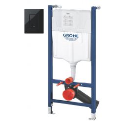 Zestaw Grohe Solido stelaż podtynkowy do miski WC z przyciskiem Even czarny połysk (38971000, 38966KV0)