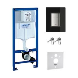 Zestaw Grohe Rapid SL z przyciskiem Skate Cosmopolitan szkło czarne/chrom (38539001, 38845KS0)