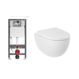 Zestaw Kludi Unifix stelaż podtynkowy i miska WC Resa D spłukiwanie wirowe z deską wolnoopadającą biały (79300, 24WCSET43)