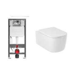 Zestaw Kludi Unifix stelaż podtynkowy i miska WC Resa S spłukiwanie wirowe z deską wolnoopadającą biały (79300, 27WCSET43)