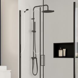 Oltens Molle zestaw prysznicowy ścienny z deszczownicą grafit 36020400