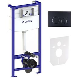 Oltens Triberg Lule zestaw 5w1 stelaż podtynkowy z przyciskiem spłukującym czarny mat (50001000, 57102300, 49301000)