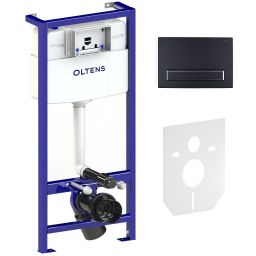 Oltens Triberg Torne zestaw 5w1 stelaż podtynkowy z przyciskiem spłukującym czarny mat (50001000, 57101300, 49301000)