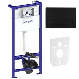 Oltens Triberg Torne zestaw 5w1 stelaż podtynkowy z przyciskiem spłukującym czarny mat (50001000, 57103300, 49301000)