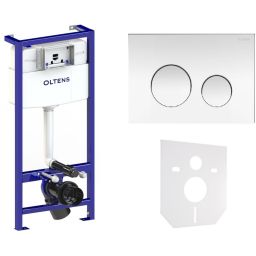 Zestaw Oltens Triberg stelaż podtynkowy z przyciskiem spłukującym chrom błyszczący (50001000, 57102100, 49301000)