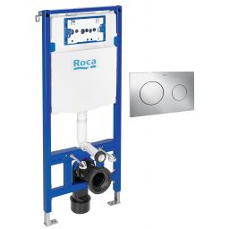 Roca Duplo One PL10 zestaw 2w1 stelaż podtynkowy z przyciskiem spłukującym chrom (A890070020, A890189001)