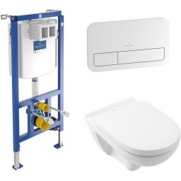 Villeroy & Boch ViConnect Combi-Pack zestaw stelaż z miską, deską i przyciskiem białym 5660D301