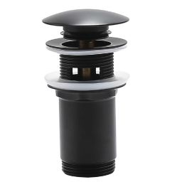 Oltens Halsa korek do umywalki klik klak okrągły z przelewem G1 1/4 czarny mat 05100300