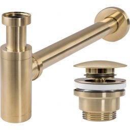 Rea syfon do umywalki z korkiem klik-klak jasnozłoty szczotkowany REA-A8586