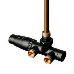 Oltens Varmare Ventil zestaw termostatyczny grzejnikowy jednootworowy prawy czarny mat 55906300