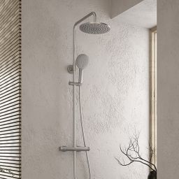 Oltens Vatten zestaw prysznicowy ścienny termostatyczny z deszczownicą nikiel 36505910