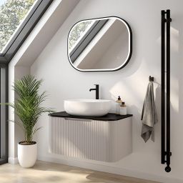 Oltens Stang Square grzejnik łazienkowy dekoracyjny 180x13 cm czarny mat 55024300