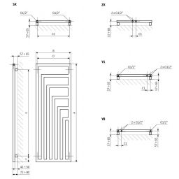 Terma Angus V grzejnik łazienkowy 130x44 cm biały WGANG130044K916Y8