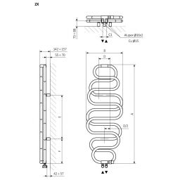 Terma Perła grzejnik łazienkowy 136x60 cm biały WGPER136060K916ZX