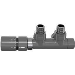 Zehnder zestaw zaworowy z głowicą lewy antracyt 839429/0346