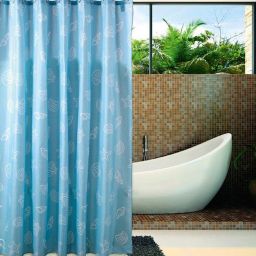 Aqualine zasłona prysznicowa 180x200 cm poliester niebieska/muszle ZP006