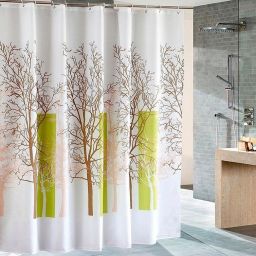 Aqualine zasłona prysznicowa 180x180 cm poliester biała/zielona/drzewo ZP009/180