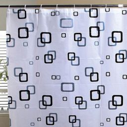 Aqualine zasłona prysznicowa 180x180 cm winyl biały/niebieski/czarny ZV010