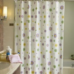 Aqualine zasłona prysznicowa 180x200 cm winyl biała/kwiaty ZV014