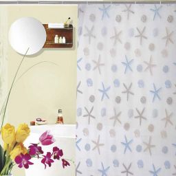 Aqualine zasłona prysznicowa 180x200 cm winyl biała/gwiazdy ZV016