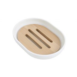 Aqualine Nicea mydelniczka stojąca biały/drewno 7581