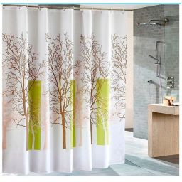 Aqualine zasłona prysznicowa 180x180 cm poliester biała/zielona/drzewo ZP009/180