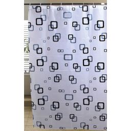 Aqualine zasłona prysznicowa 180x180 cm winyl biały/niebieski/czarny ZV010