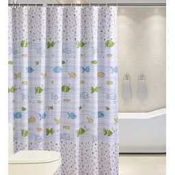 Aqualine zasłona prysznicowa 180x180 cm winyl biała/ryby ZV024