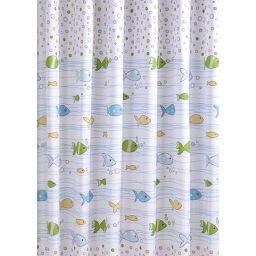 Aqualine zasłona prysznicowa 180x180 cm winyl biała/ryby ZV024