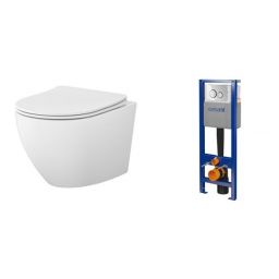 Zestaw Cersanit/Mito stelaż podtynkowy i miska WC wisząca ze spłukiwaniem wirowym z deską sedesową i przyciskiem chrom (S701778, S4024001)