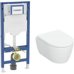 Zestaw Geberit iCon miska WC KeraTect wisząca spłukiwanie wirowe z deską i stelażem Geberit Duofix (503048008, 111320006)