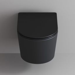 Zestaw Kronenbach Tube miska WC wisząca ze spłukiwaniem wirowym i deską wolnoopadającą czarny mat KB100082MB-Set1