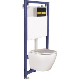 Laveo Akan zestaw stelaż z miską, deską i przyciskiem VMDB600S