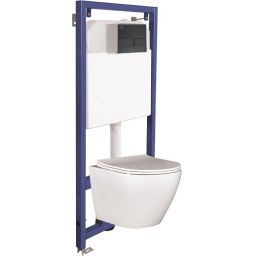 Laveo Akan zestaw stelaż z miską, deską i przyciskiem VMDC600S