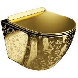 LaVita Sofi Slim miska WC z deską wolnoopadającą wisząca bez kołnierza złoty połysk