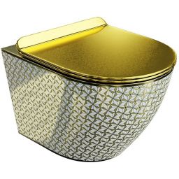 LaVita Sofi Slim Golden Never Die miska WC wisząca z deską sedesową wolnoopadającą złoty