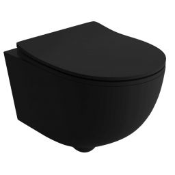 LaVita Brava miska WC z deską wolnoopadającą wisząca bez kołnierza czarny mat