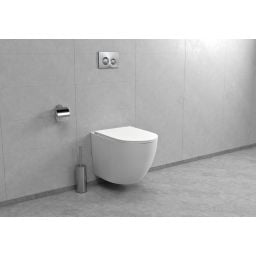 Zestaw Oltens Hamnes Stille miska WC wisząca PureRim z powłoką SmartClean spłukiwanie wirowe z deską wolnoopadającą Ovan Slim biały 42522000