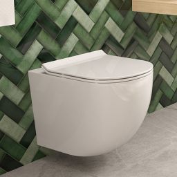 Zestaw Oltens Hamnes miska WC wisząca PureRim z powłoką SmartClean z deską wolnoopadającą Slim 42515000