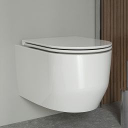 Zestaw Oltens Holsted miska WC wisząca PureRim z deską wolnoopadająca biały 42017000