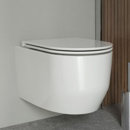 Zestaw Oltens Holsted miska WC wisząca PureRim z powłoką SmartClean z deską wolnoopadającą biały 42517000