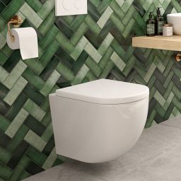 Zestaw Oltens Hamnes Stille miska WC wisząca PureRim spłukiwanie wirowe z deską wolnoopadającą biały 42023000