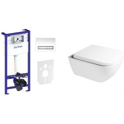 Zestaw Oltens Vernal miska WC z deską wolnoopadającą i stelaż podtynkowy Triberg Torne 5w1 z przyciskiem spłukującym (58300100, 42502000, 45103000)