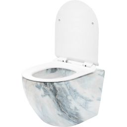 Rea Carlos zestaw miska z deską wisząca bez kołnierza biały połysk imitacja kamienia REA-C8002