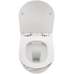 Rea Carlos zestaw miska z deską wisząca bez kołnierza biały mat imitacja kamienia REA-C8004