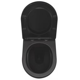 Rea Carlo Mini miska WC z deską wolnoopadającą wisząca bez kołnierza czarny mat REA-C8489