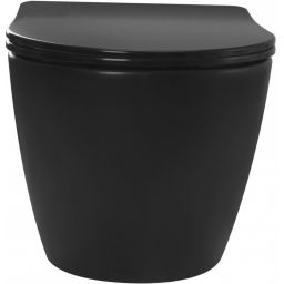 Rea Carlo Mini miska WC z deską wolnoopadającą wisząca bez kołnierza czarny mat REA-C8489