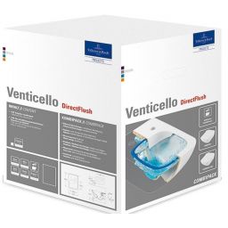 Villeroy & Boch Venticello Combi-Pack miska WC wisząca bez kołnierza CeramicPlus z deską wolnoopadającą Weiss Alpin 4611RLR1