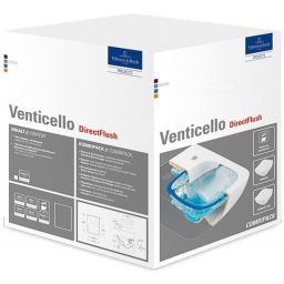Villeroy & Boch Venticello combi-Pack miska WC wisząca bez kołnierza CeramicPlus z deską wolnoopadającą Weiss Alpin 4611RSR1